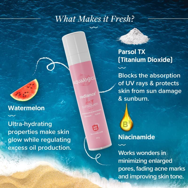 Aqualogica Radiance+ Dewy Sunscreen SPF 50 PA+++ 50g - With Watermelon- image 8