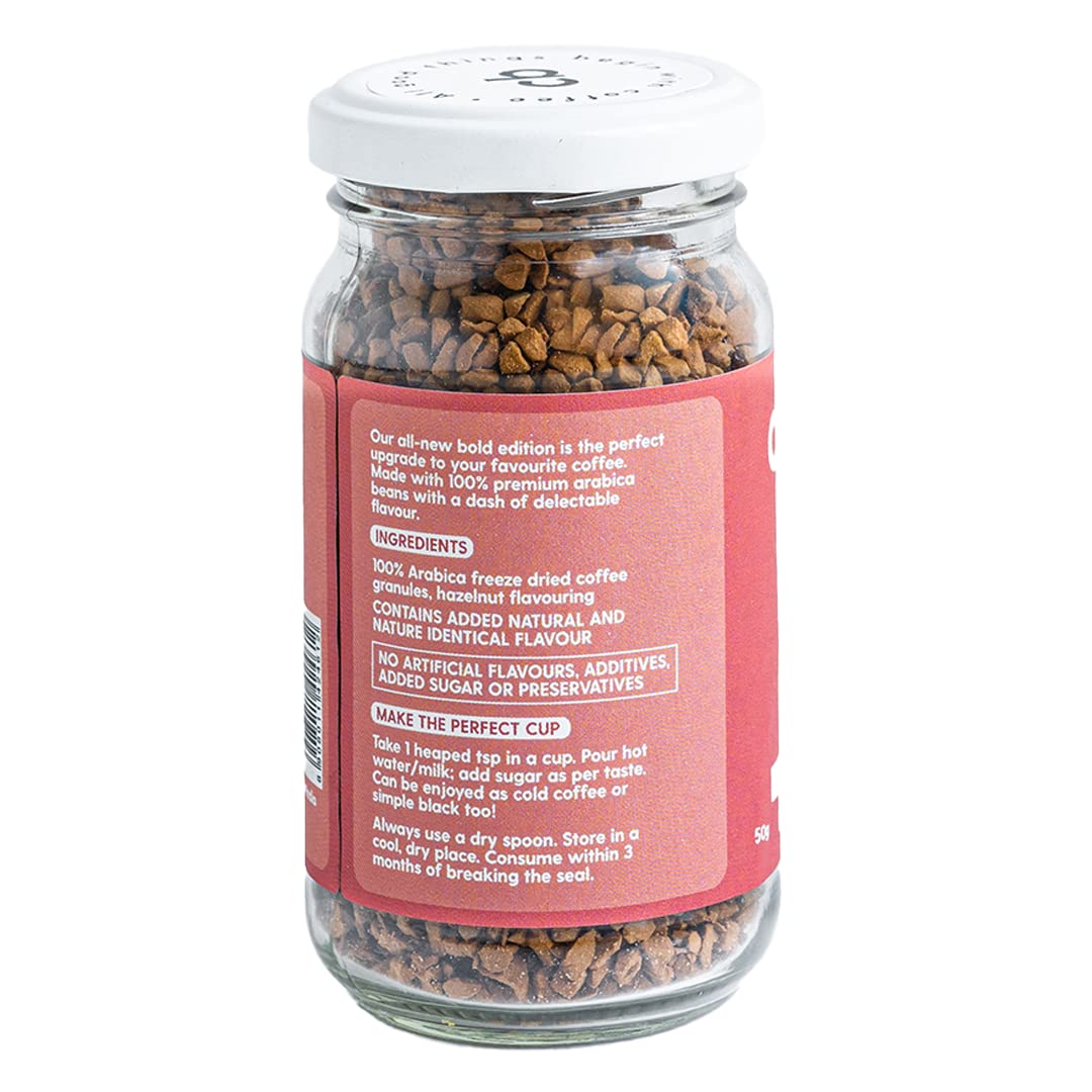 Country Bean Hazelnut Instant Coffee Powder 50 G | Arabica, Freeze-dried, Flavoured coffee | No Added Sugar | Makes 25 Cups