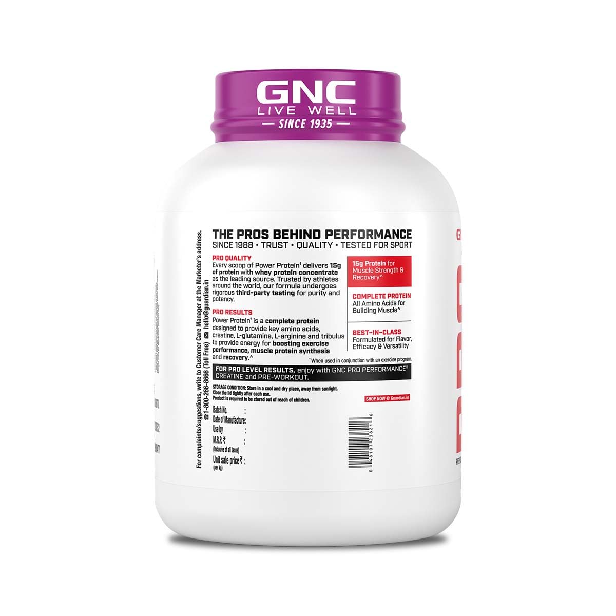 GNC Pro Performance Power Protein | 4 lbs/1.81 Kg | 6 In One Stack | 1500 Mg Creatine| No Added Sugar| 2744 MG BCAA | Informed Choice Certified | 30g Protein | 2.2g L-Glutamine | Energy Features Enzymes For Better Digestion | Double Rich Chocolate| Formul