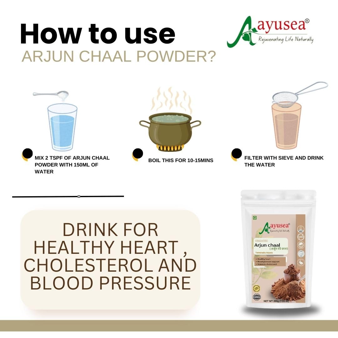 AYUSEA® ASHWAGANDHA POWDER (200g) AND ARJUN CHAAL POWDER (200g) COMBO FOR CARDIOVASCULAR HEALTH AND STRESS MANAGEMENT