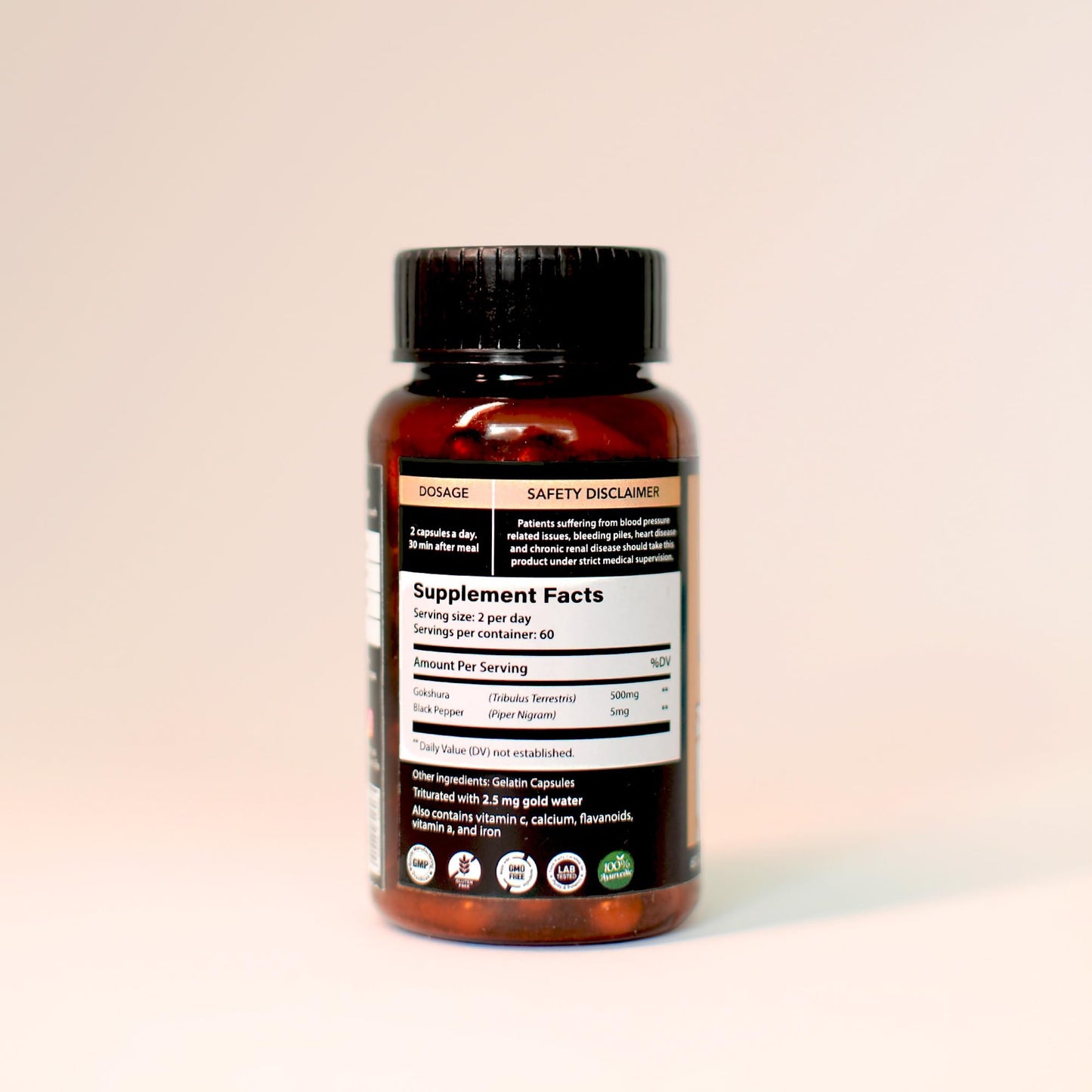 Sukham Gokshura/Tribulus Capsules | Processed using TTT-120 | 500 mg - 60 Capsules | Benefits include Better Strength, Stamina & Recovery | Ideal for Gym and Athletes