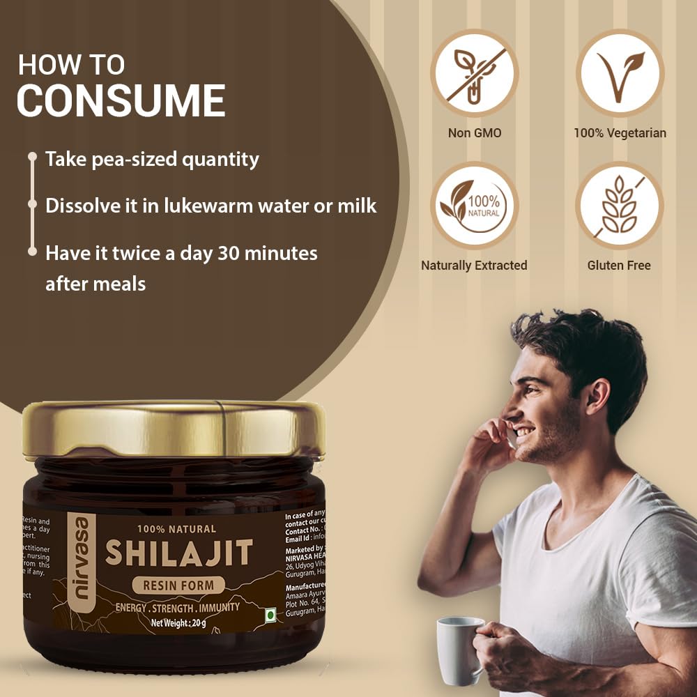Nirvasa Pure & Original Himalayan Shilajit/Shilajeet Resin 2x20g | 100% Natural with 70% Fulvic Acid & 84+ Trace Minerals | Boosts Energy, Stamina, Strength & Immunity | 200-500 mg/ Serving – Pack of 2