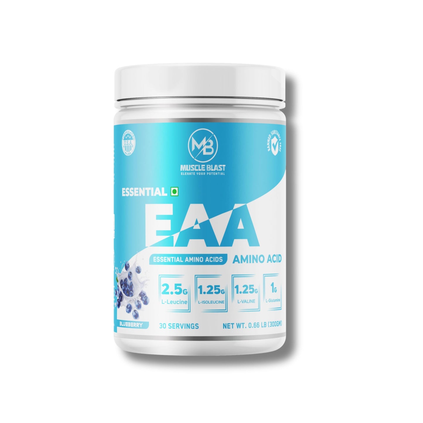 MUSCLE BLAST EAA Powder | Essential Amino Acids Supplement | All 9 EAAs with L-Glutamine | Supports Muscle Recovery, Growth & Endurance | Zero Sugar & Zero Calories | 30 Servings (Pink Guava)