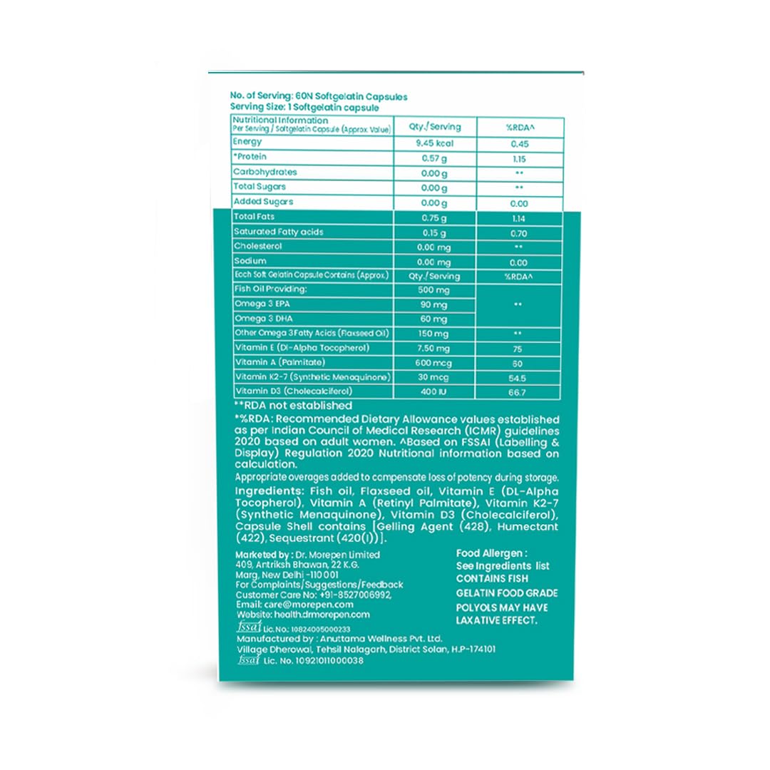 DR. MOREPEN Omega 3 Fish Oil with 300mg EPA & DHA | 500mg | High Potenc- image 7