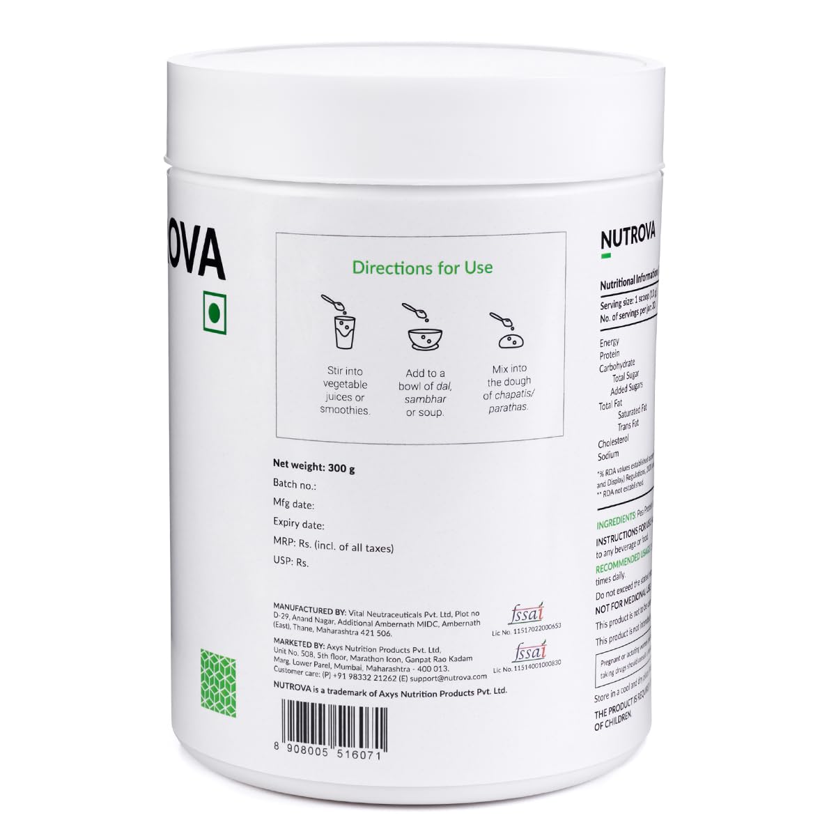 NUTROVA Pea Protein Powder, Vegan Protein Isolate - No Added Sugar, Art- image 9