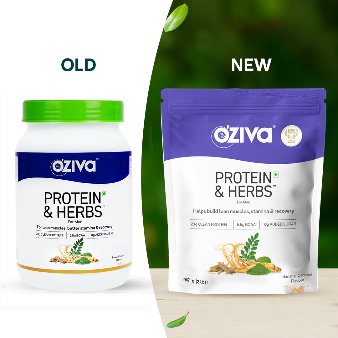OZiva Protein & Herbs for Men (Banana Caramel)| Clean Protein, Shatavar- image 9