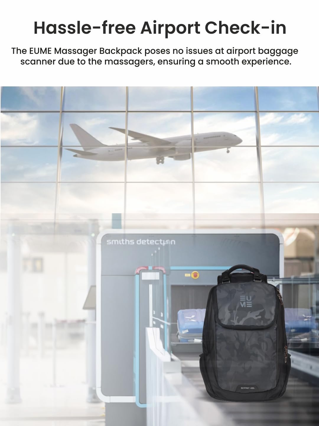 EUME Barret - 29L Premium Laptop Bag for Men, Camouflage Grey | Massager Laptop Backpack Bag with Built in Patent Massager Technology | 15.6 Inch Laptop Compartment | Business, Travel and Office Bag