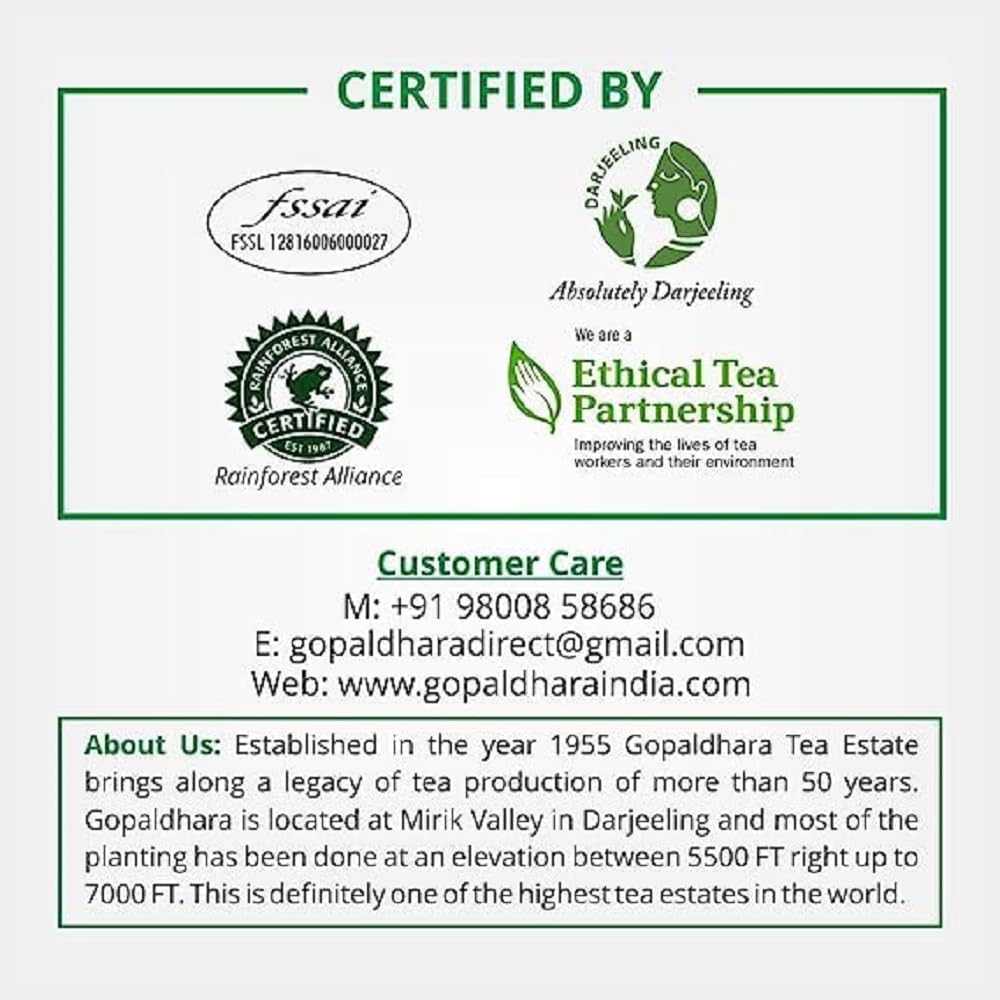 Gopaldhara Darjeeling Tea Classic Black 250gms Paper Box - FTGFOP1 High Elevation Premium Black Tea