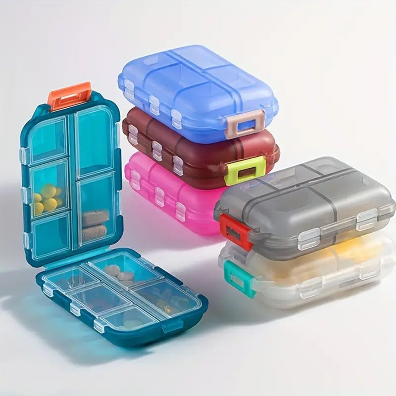 Portable Pill Organizer Box with 8 Compartments - BPA Free Moisture Resistant Medicine Storage Case for Tablets, Capsules, Vitamins & Supplements | Travel Friendly Daily Tablet Holder