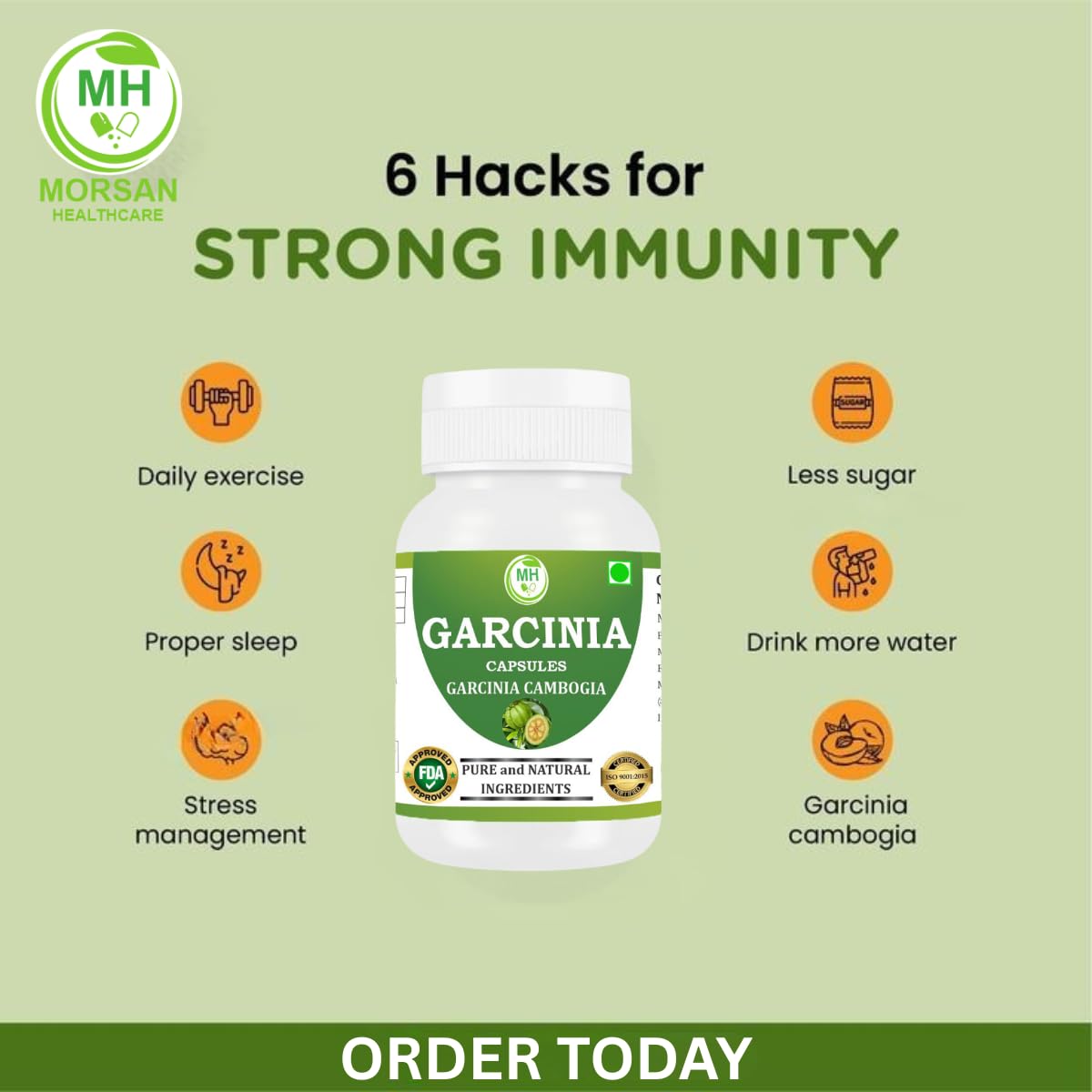 Morsan Healthcare Garcinia Cambogia Capsules 500 mg – 60 Veg Capsules x 4 Pack | Natural Herbal Formula | Plant-Based | Gluten-Free & Vegan