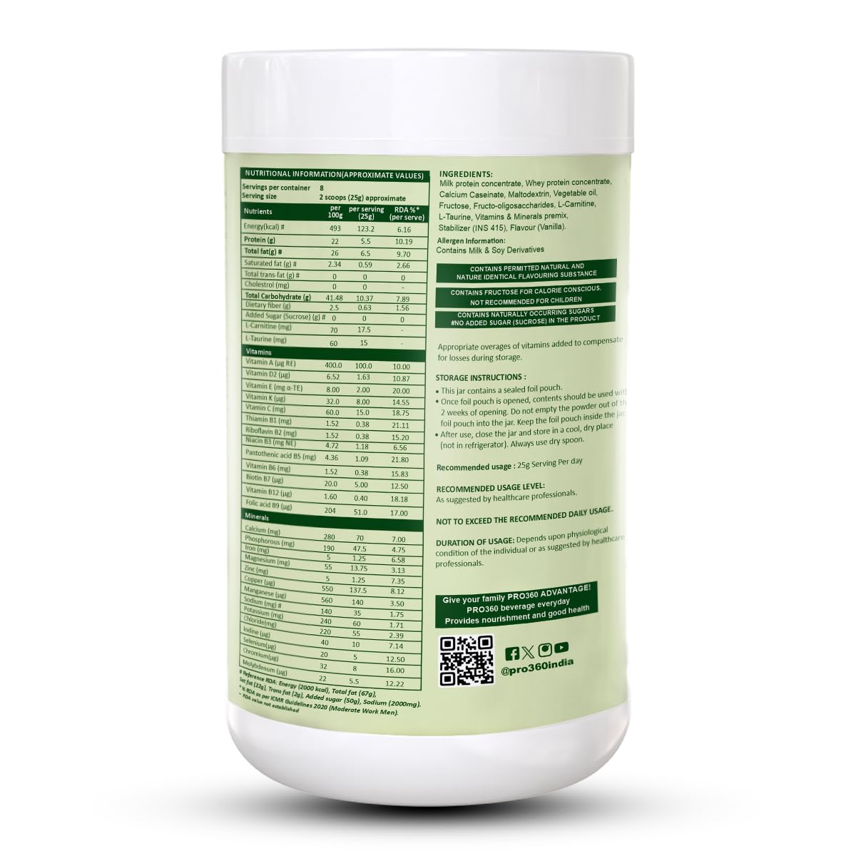 PRO360 Nefro HP (Fka Nephro HP) High Protein Dialysis Care Nutritional Supplement Powder - High Fat Formula Enriched With L-Taurine, L-Carnitine|No Added Sugar, Vanilla Flavour 200 Gram