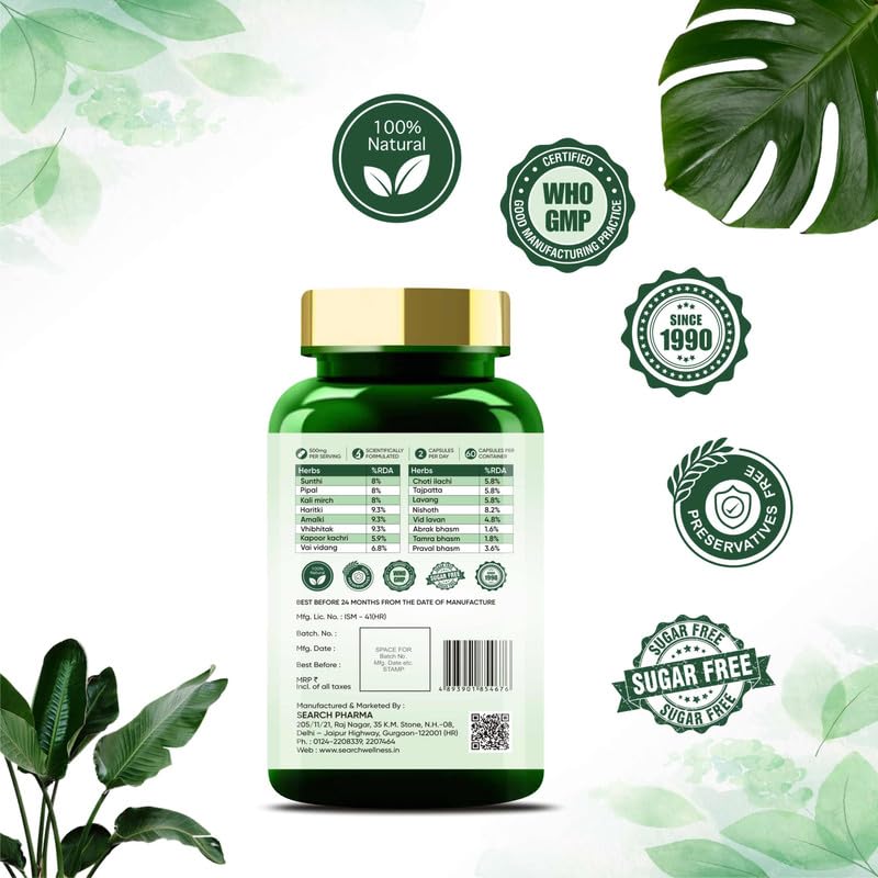 SEARCH WELLNESS Digestive Care 60 Capsules Pack of 1 | Natural & Herbal- image 6