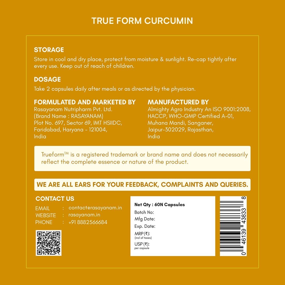Rasayanam Curcumin + Plant-based Vitamin B12 Combo | 95% Curcuminoids, Piperine & Triple Turmeric Blend + Vegan B12 with 7 Superfoods | Supports Joint Mobility, Inflammation Balance, Energy, Focus & Nerve Health
