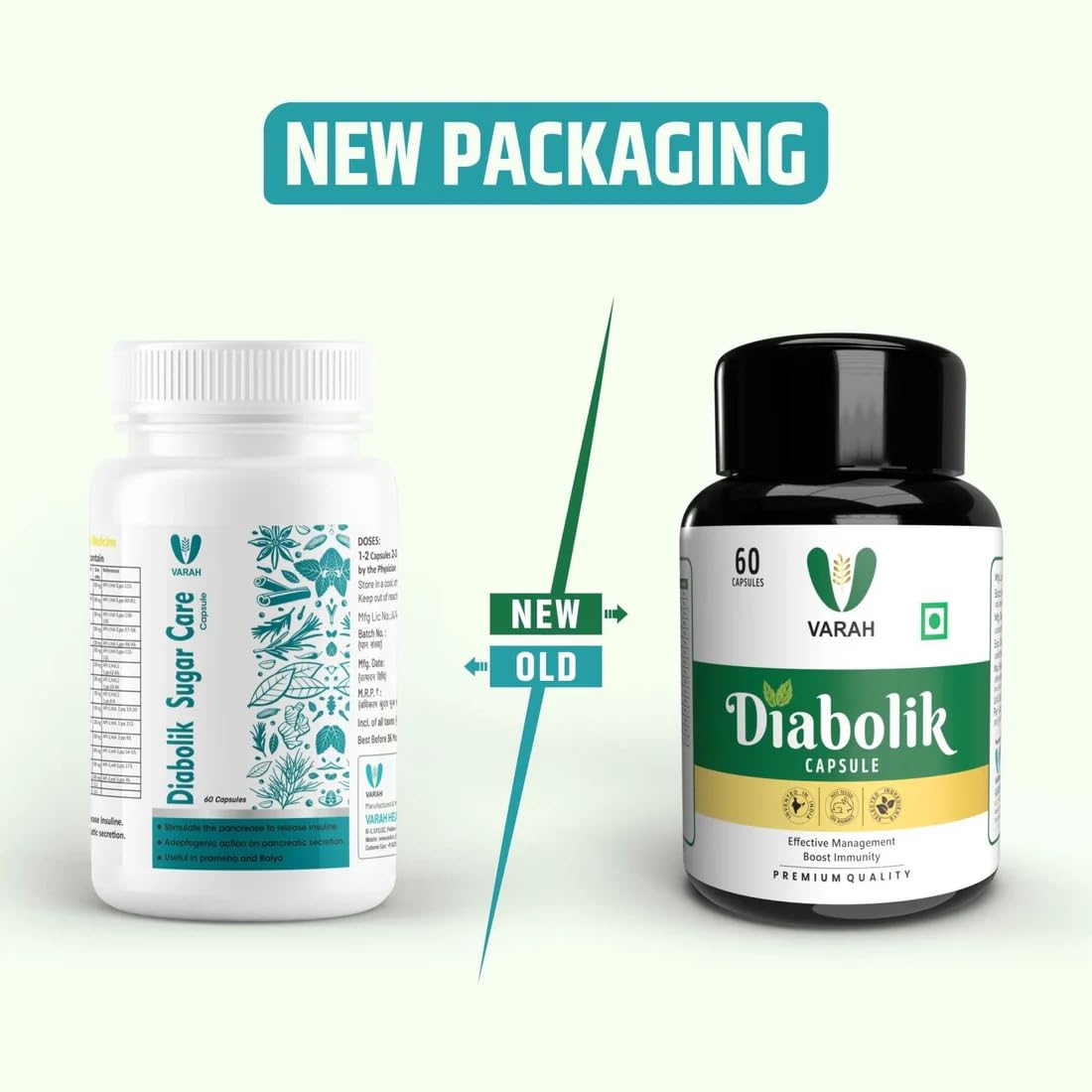Varah Diabolik Capsules | Supports Blood Sugar Balance, Promotes Insulin Sensitivity, Helps Weight Management, and Overall Wellness with Neem, Karela, Jamun, and Other Herbal Extracts | 60 Capsules