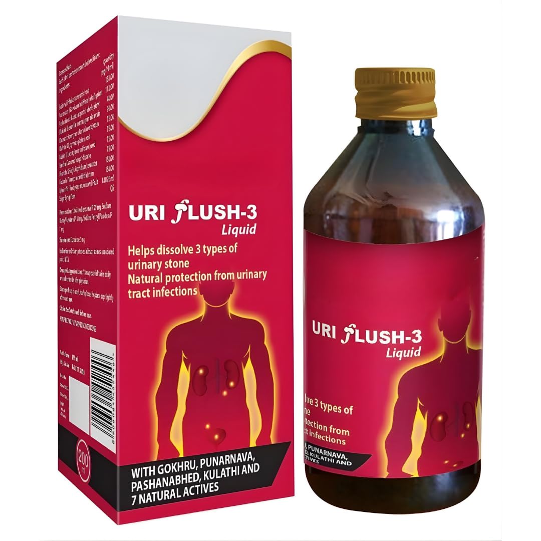 Uri Flush-3 Liquid | Ayurvedic Urinary Health Supplement for Kidney & Bladder Care | Supports UTI Relief & Detox | 200ml