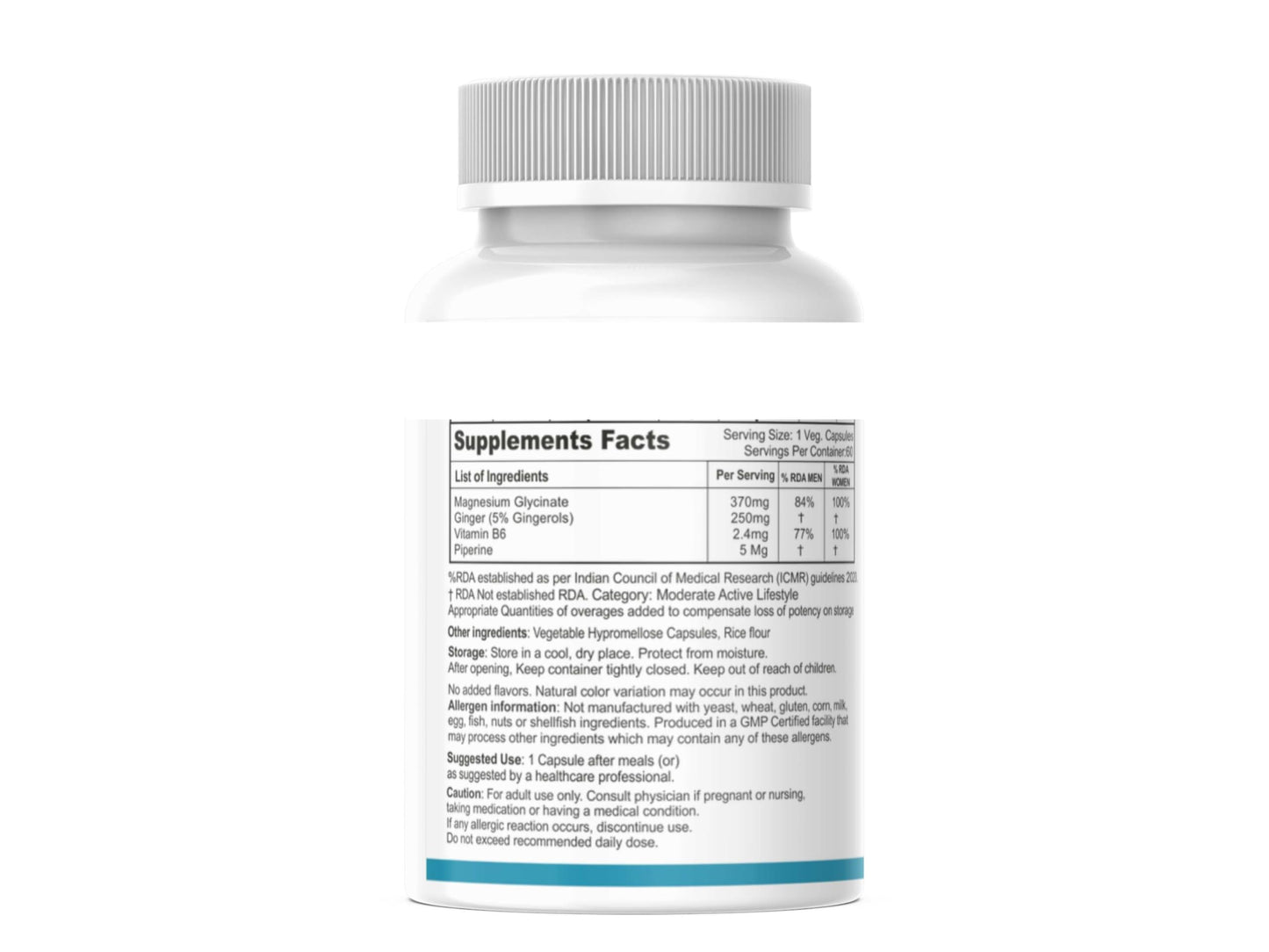Crampwell -G Magnesium Supplement | Ginger, Vitamin B6, Piperine | Helps Menstrual Cramps, PMS, Muscle Stiffness, Tired Nerves, Calf Pain, Contractions, Stomach Spasms relief support - 60 capsules