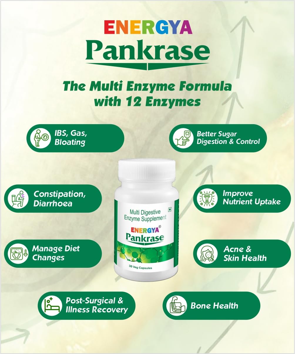 PANKRASE Multidigestive Enzyme Supplement | 12 Broad Spectrum Enzymes for Digestive Health | Relieves Gas & Bloating | Supports Nutrient Absorption & IBS Symptoms | (Pack of 2)