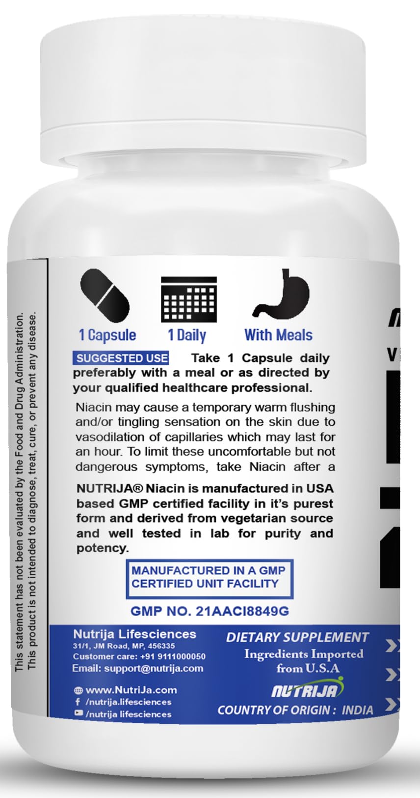 NutriJa Niacin 250 / Vitamin B-3-60 Capsules- image 6