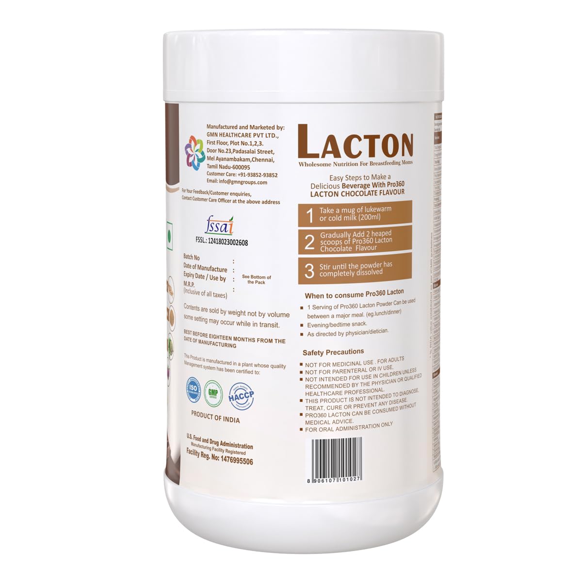 Pro360 Lacton Protein Powder for Breastfeeding, Lactating Women - Lactation Support Supplement for Mother with Herbal Extracts - Helps to Increase Breast Milk Supply - Chocolate Flavor, 200g