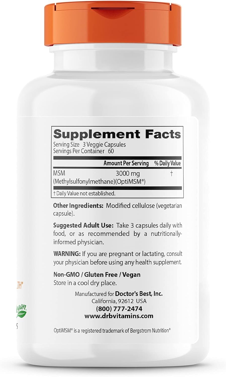 Doctor's Best, Best MSM, 1000 mg, 180 Veggie Caps- image 5