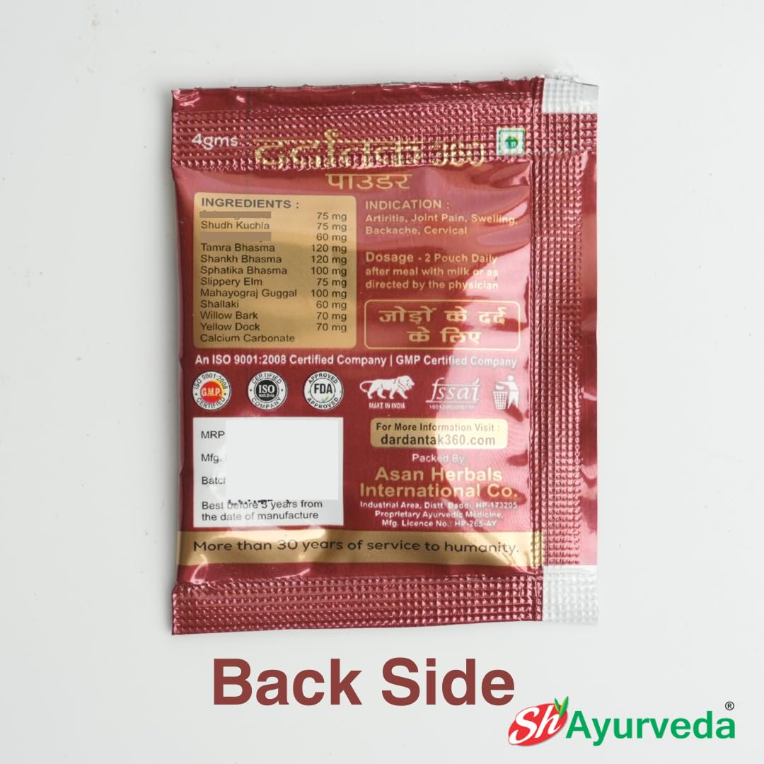 AASAN HEALTHCARE Dardantak 360 powder for Arthritis | sciatica | sprain | finger and wrist pain | muscle pain & backache (Pack of 56)