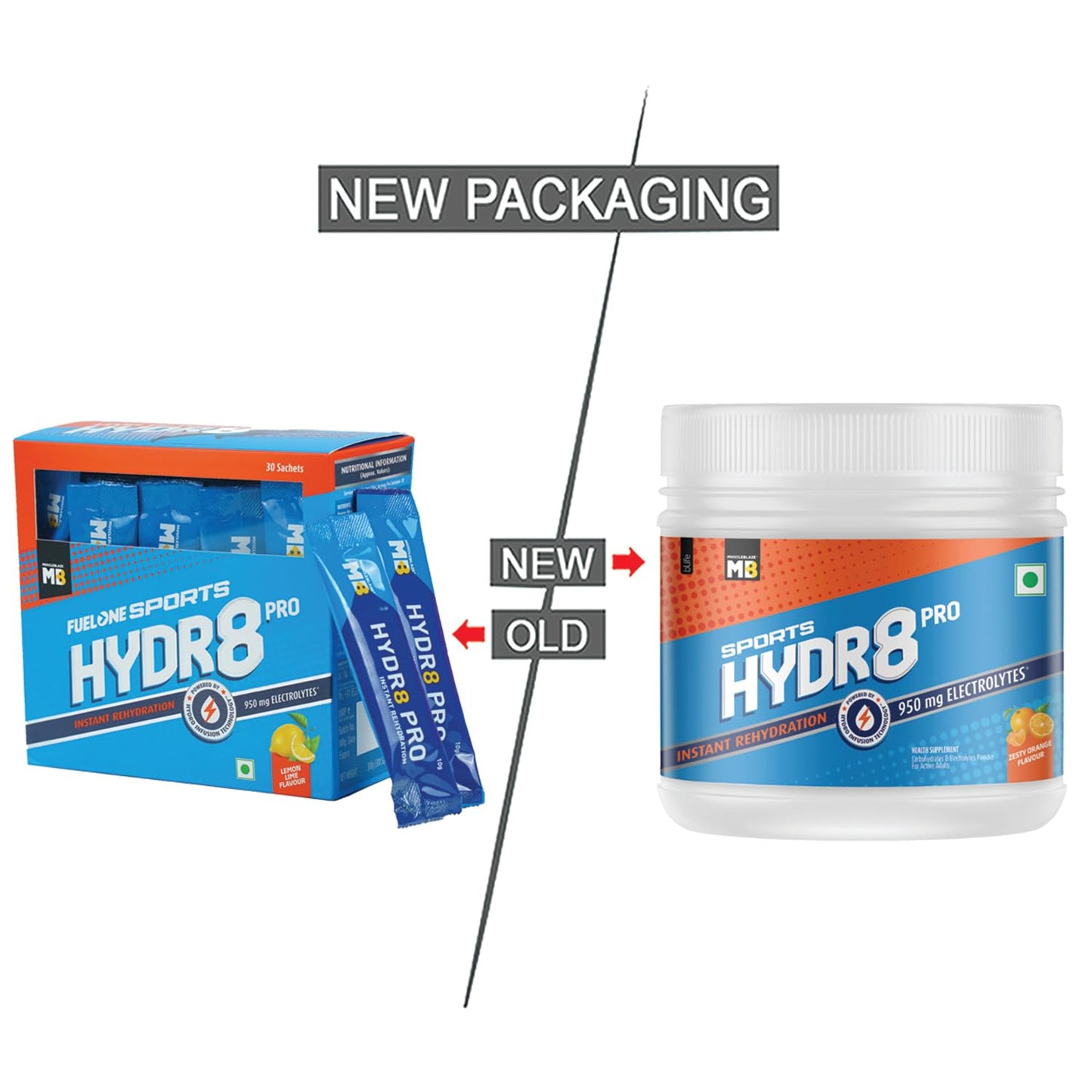MuscleBlaze Sports Hydr8 PRO (Zesty Orange, 300g, 30 Servings)|950mg El- image 9