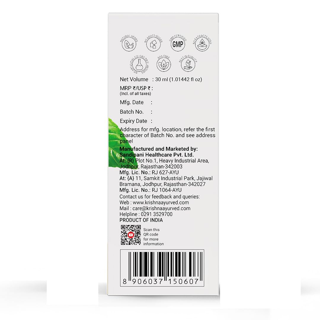 Krishna's Tulsi Drops- Concentrated Drops of 5 Rare Tulsi for Natural Immunity Boosting 30 ml | No Added Preservatives - (Pack of 2)