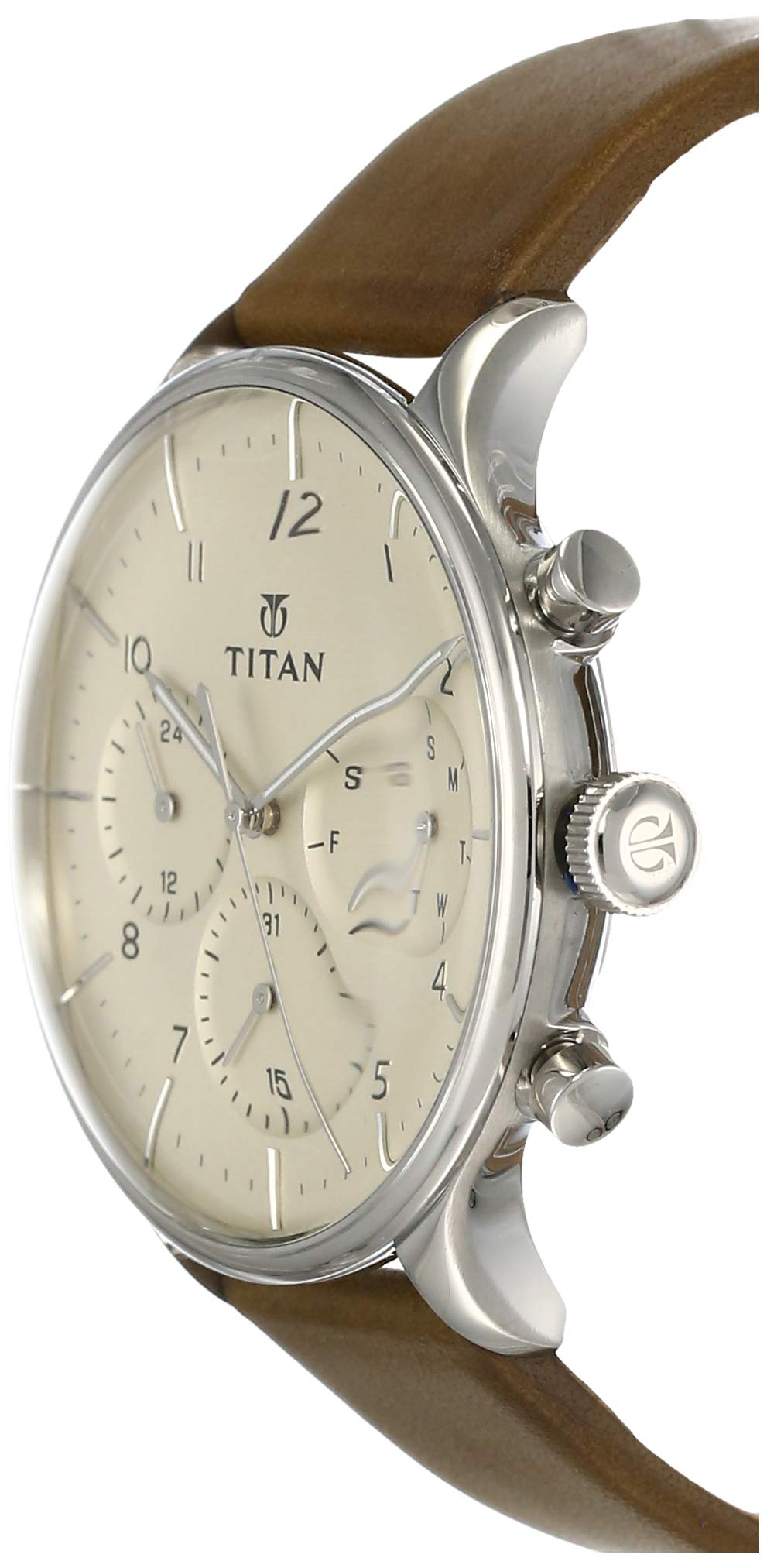 Titan Light Leathers Analog Beige Dial Men's Watch-90102SL02 / 90102SL0- image 5