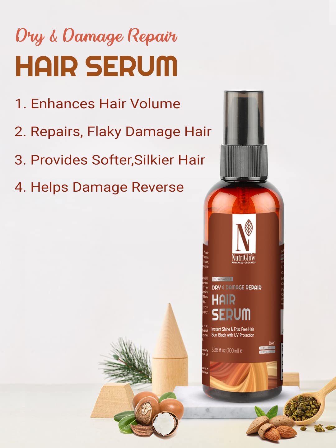 NutriGlow Advanced Organics Hair Repair Serum For Dry, Damage,Unmanagea- image 7