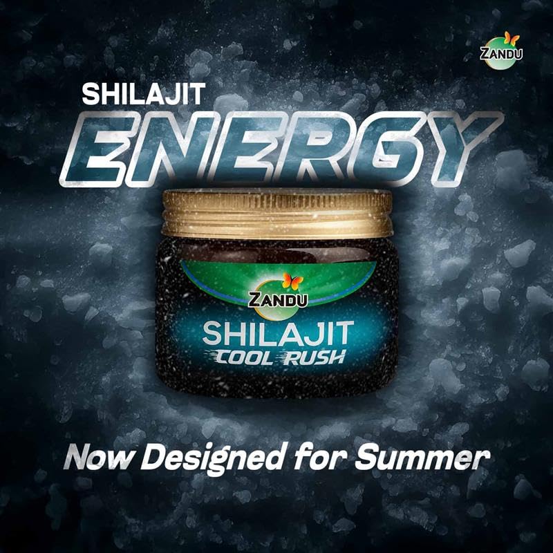 Zandu Shilajit Cool Rush Resin 10g: The 1st ever Himalayan Shilajit with heat balancing ingredients I All Season Energy | Boost Strength & Stamina | >70% Fulvic acid