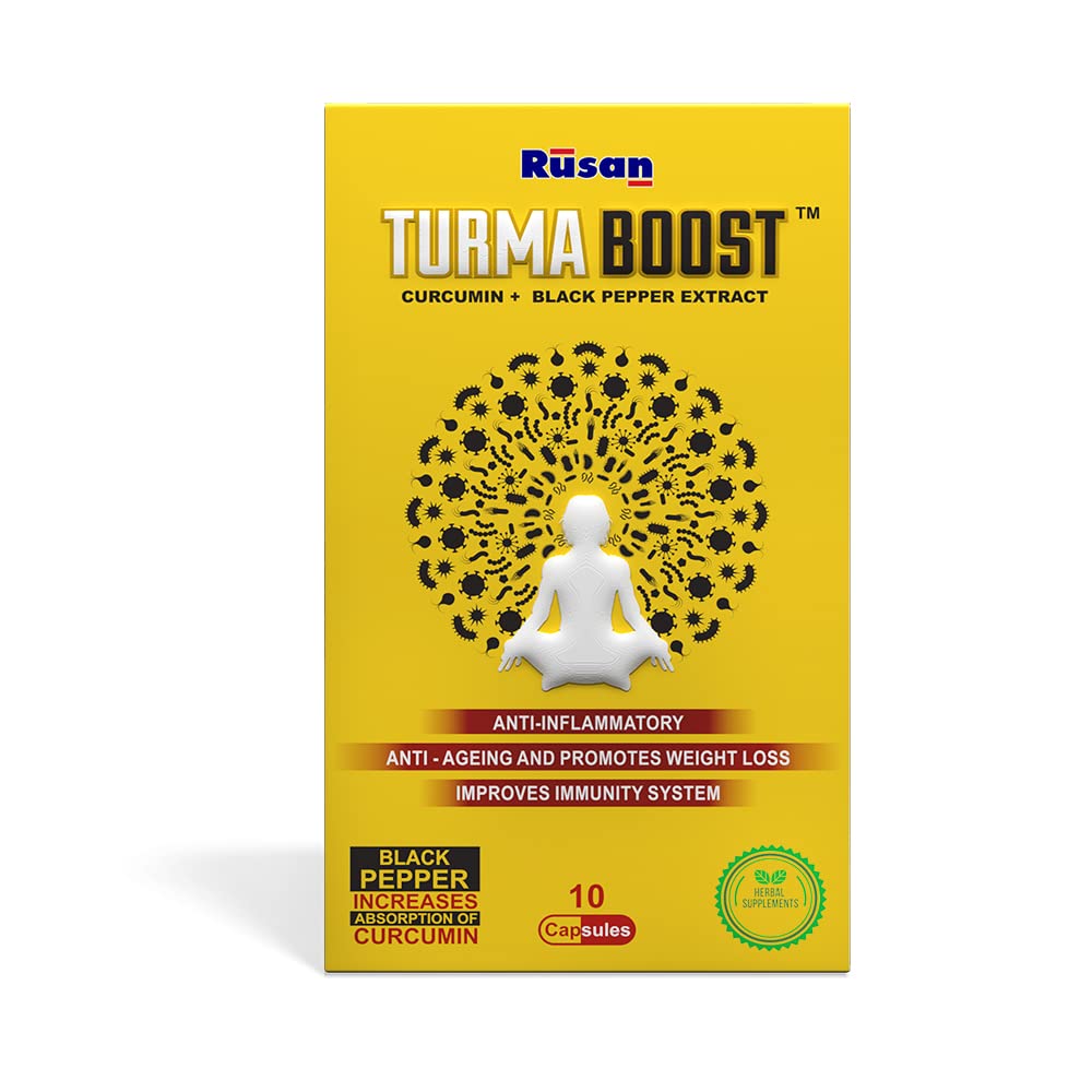 Rusan TURMA BOOST Curcumin 95% 400mg + Black Pepper Extract | 50 Capsules | Immunity & Joint Care | Anti-Inflammatory Support