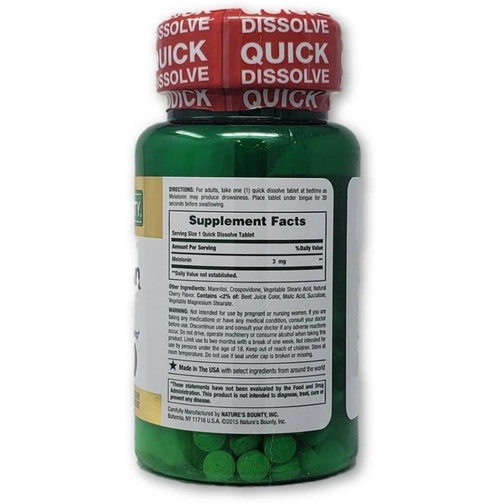 Nature's Bounty Melatonin 3 Mg 240 Quick Dissolve Tablets
