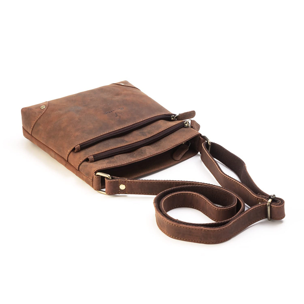 Goatter Hunter Leather 9.5" Inch Sling Cross-BodyBag for Girls And Women, (Brown)