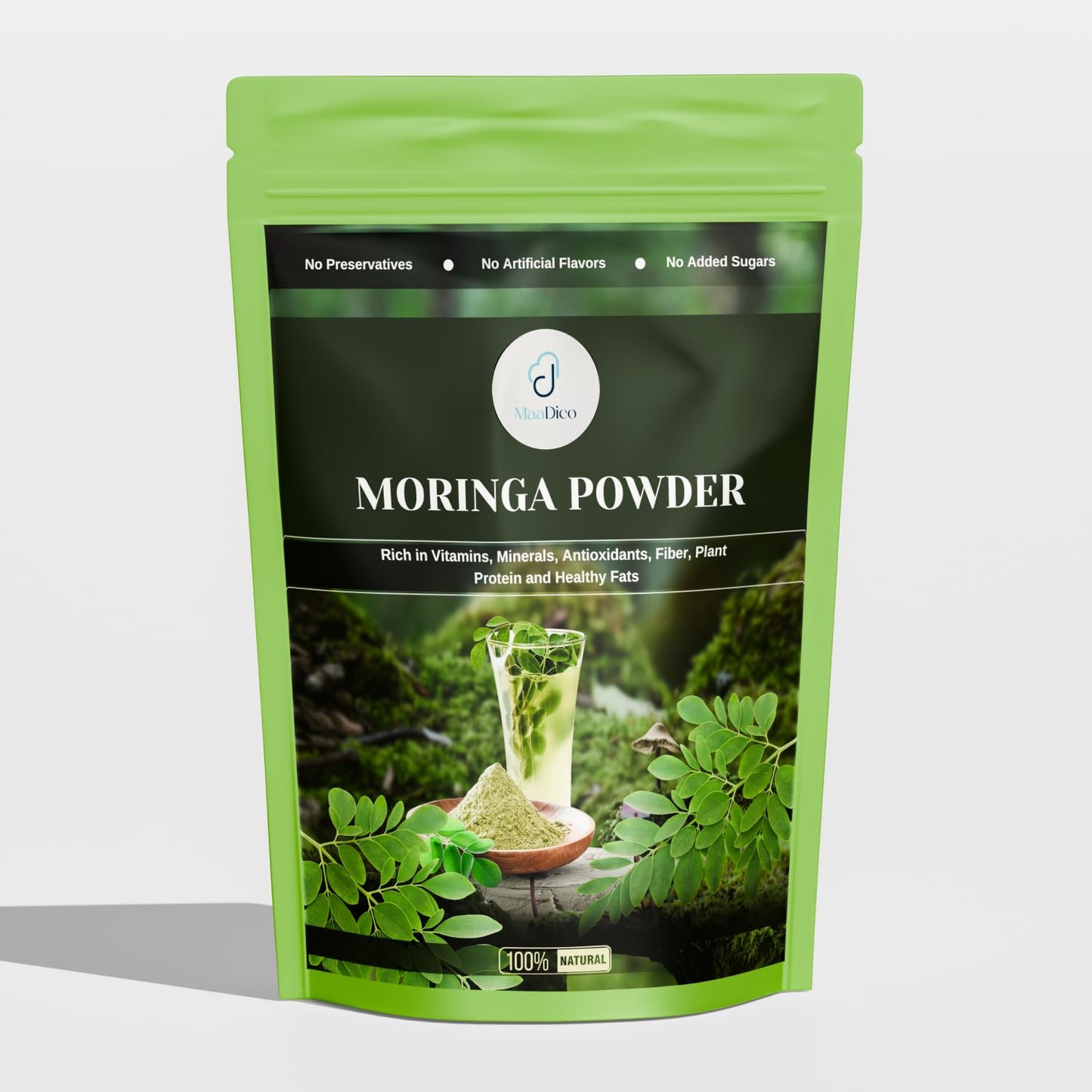 Maadico Organic Moringa Powder, 200 Gms | Rich In Vitamins, Minerals, Antioxidants, Fibre, Plant Protein & Healthy Fats | Nutrient-Rich Superfood for Energy, Immunity & Daily Wellness |