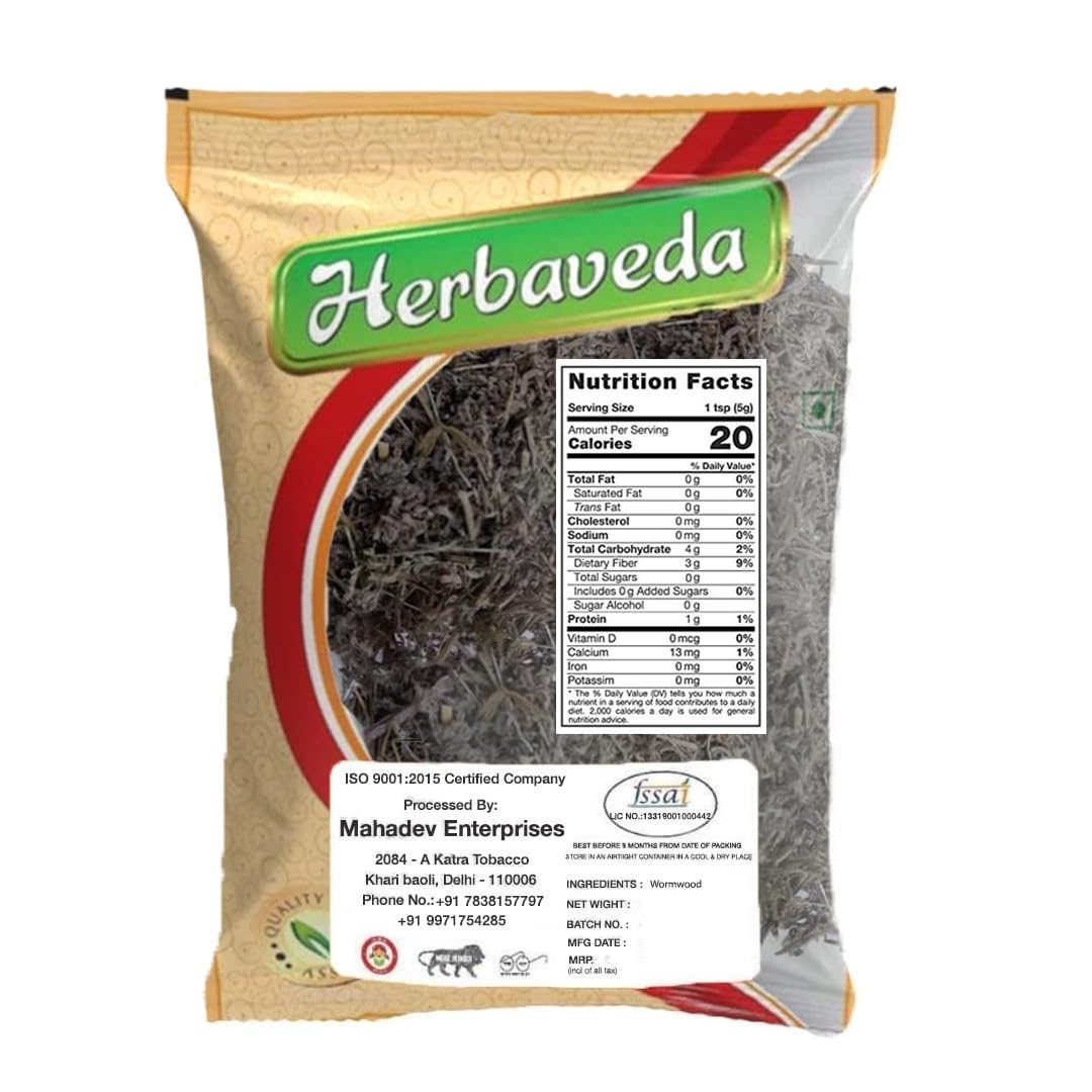 Herbaveda- Wormwood tea (dried) 50g | Artemisia Absinthium | Aids digestion & improves appetite | Afsanteen herb | Artemisia | absinthium