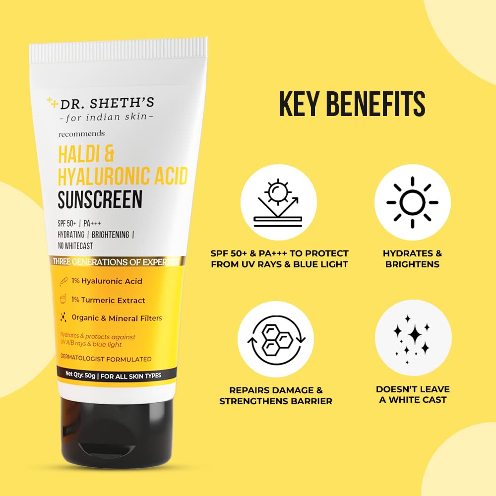 Dr. Sheth's Haldi & Hyaluronic Acid Sunscreen with 1% Hyaluronic Acid &- image 7