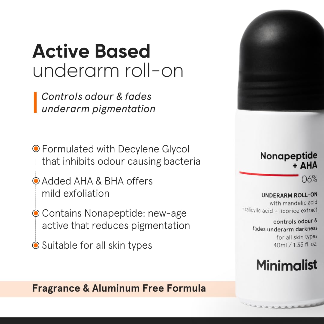 Minimalist Nonapeptide + AHA BHA 06% Underarm Roll On Deodorant | Exfol- image 8