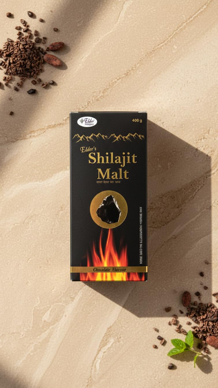 Elder's Shilajit Malt I For Energy, Endurance & Vitality I 100% Ayurvedic Vitality Formula I Pure Shilajit and Herbs I Chocolate Flavour Shilajit I Stamina and Strength Support 400gm