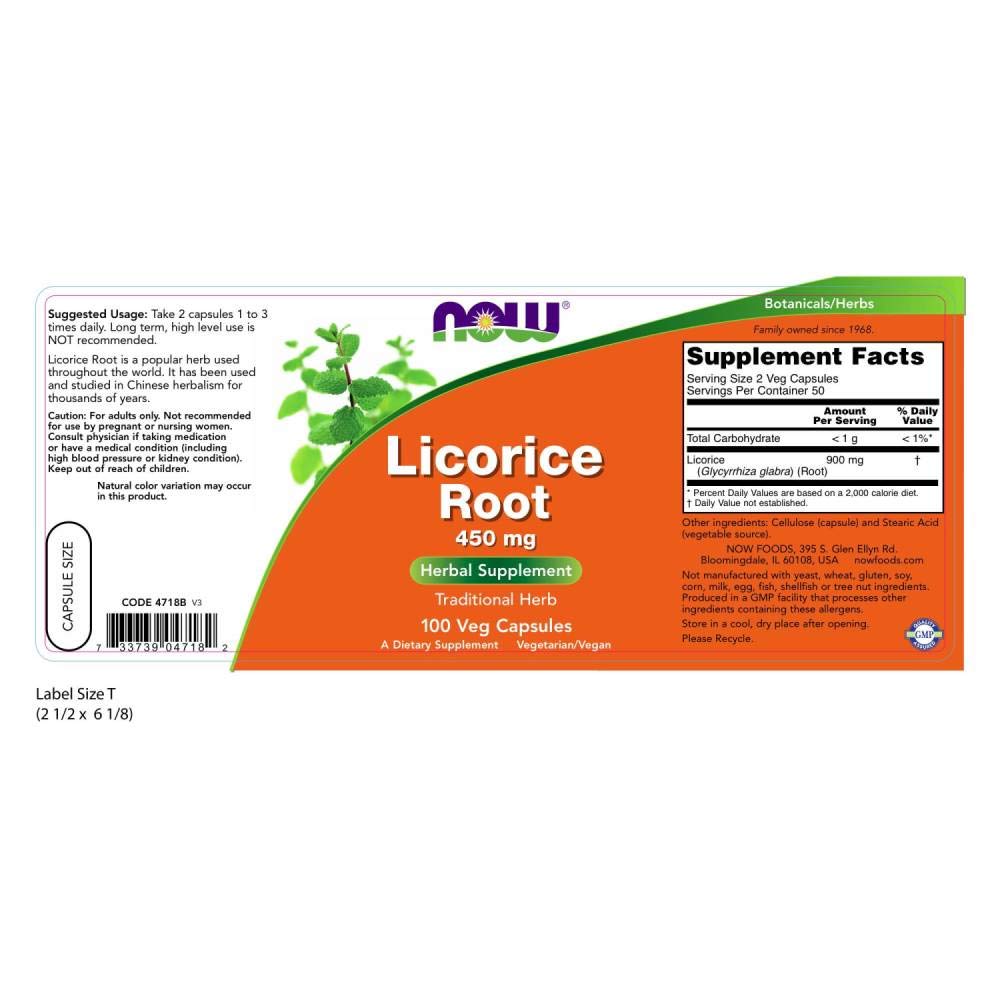 Now Foods, Licorice Root, 450 mg, 100 Veg Capsules- image 8