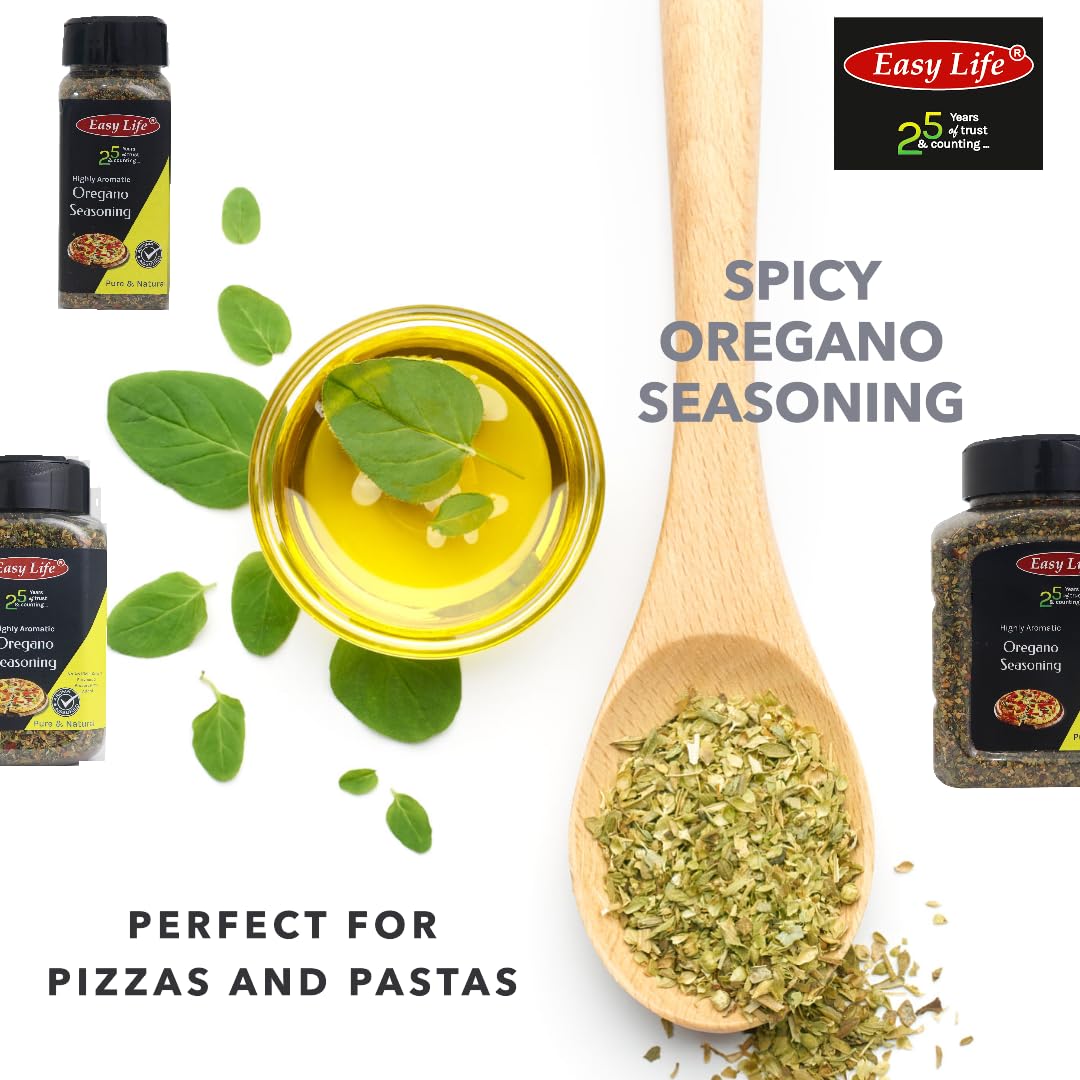 Easy Life Oregano Seasoning 230gram I Ideal Blend I Mix of Herb and Spice with Chili Flakes for Pizza Pasta I Versatile Chefs Choice I Powder Spices and Herbs I Contains Garlic