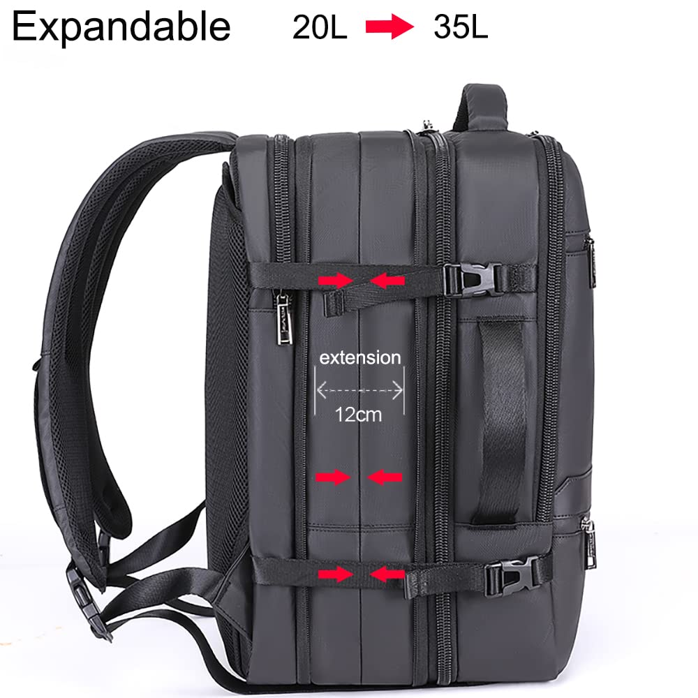 Arctic Hunter Travel Backpack 17.3 inch Laptop Compartment 35L Expandable Design Toiletry Pouch 180° Opening Colthing Pocket 2 in 1 Convertible Bag