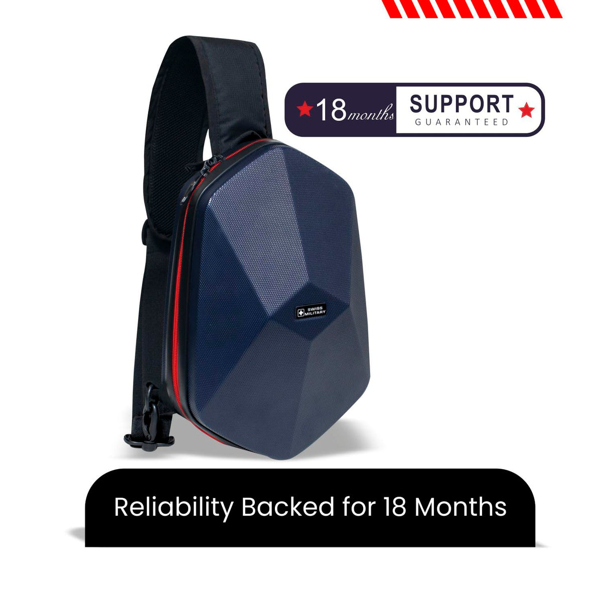 SWISS MILITARY UFO Sling Bag 7L | Diamond Design Cross Body Side Bag | Card Holder Pocket | Anti Theft Chest Bag | Easy to Carry Bag for Men & Women | Mini Travel Bag for Phone Passport Wallet Navy