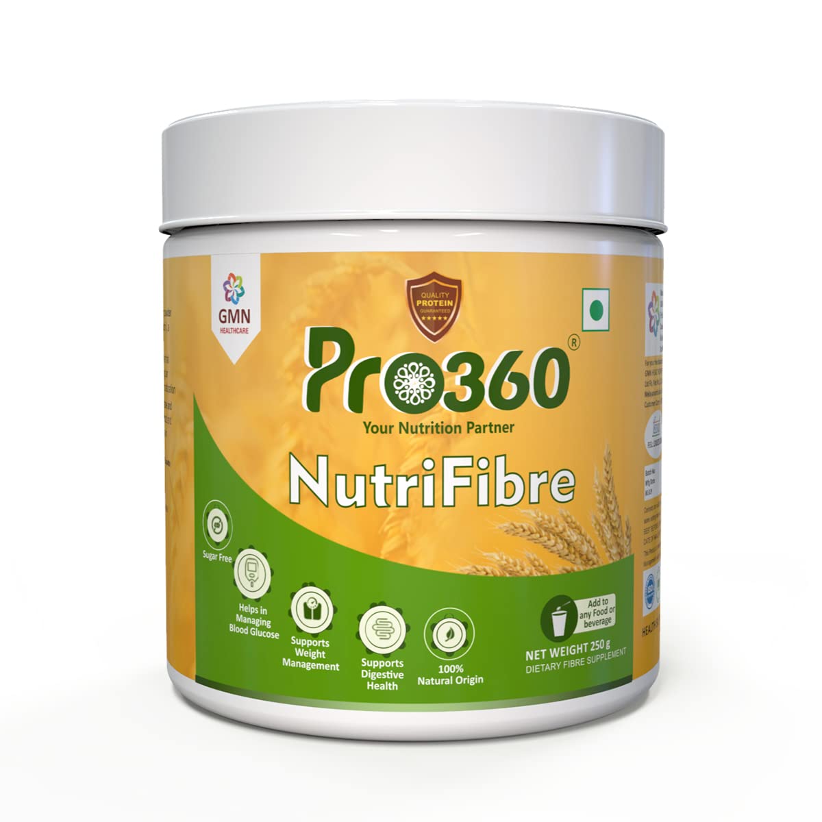 Pro360 NutriFibre Plant-Based Fiber Supplement Powder| 250g Water Soluble Prebiotic Fibre Supplement| Dietary Fiber for Digestive, Gut Health & Weight Management