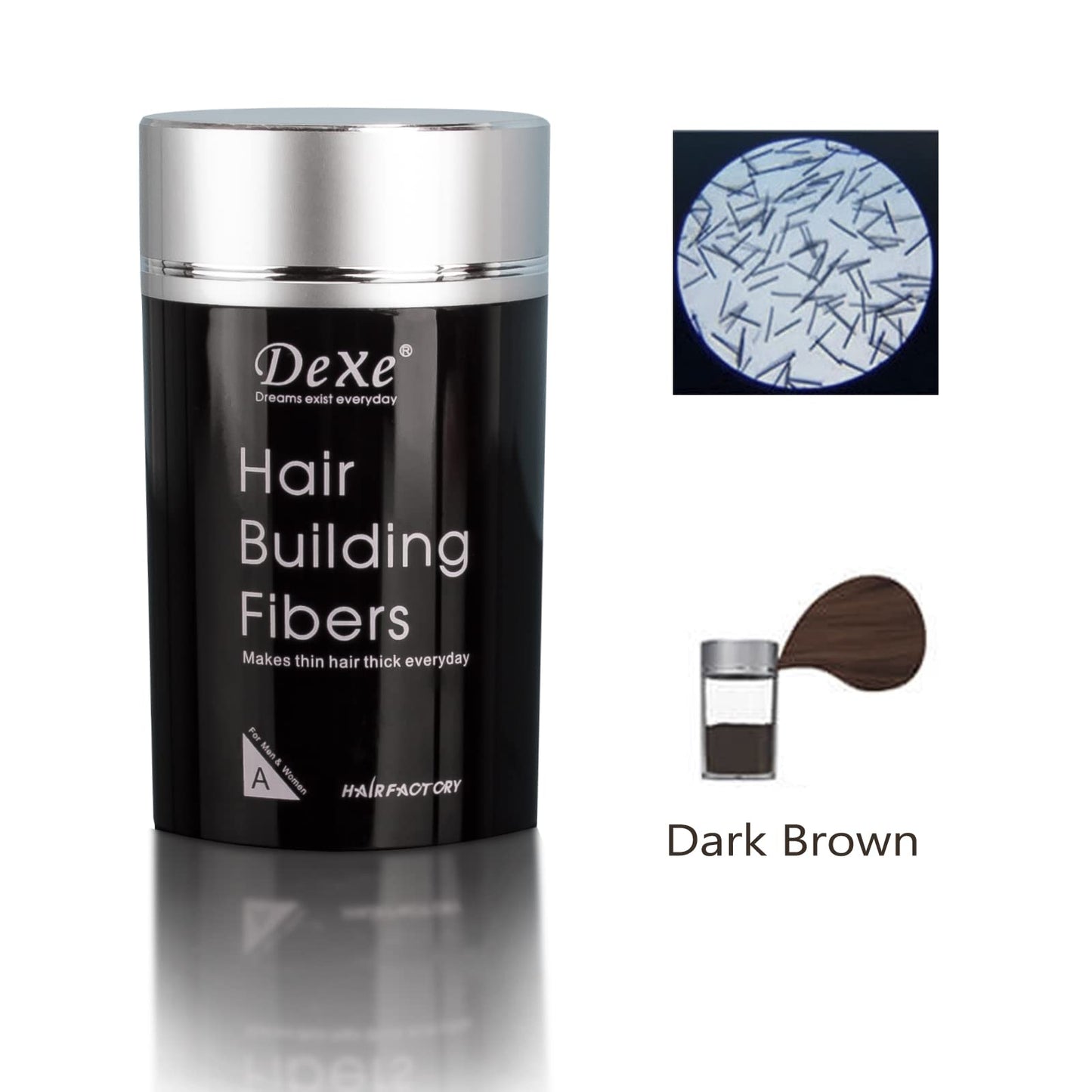 Medium Brown: Dexe Hair Building Fibers Color Powder Instantly Thicken- image 7