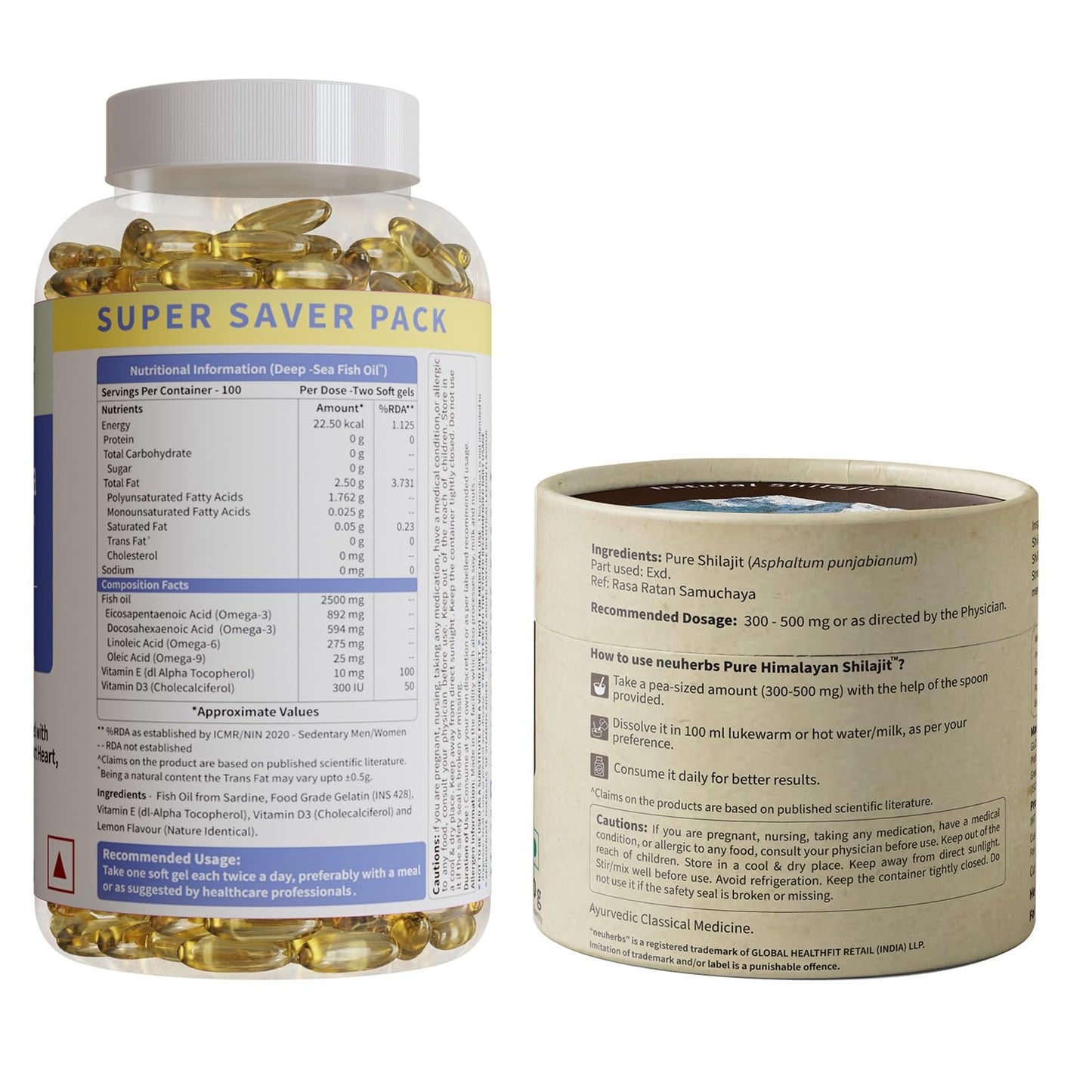 Neuherbs Omega 3 Fish Oil Capsules- 200 Softgels & Shilajit Resin-15 gr- image 8