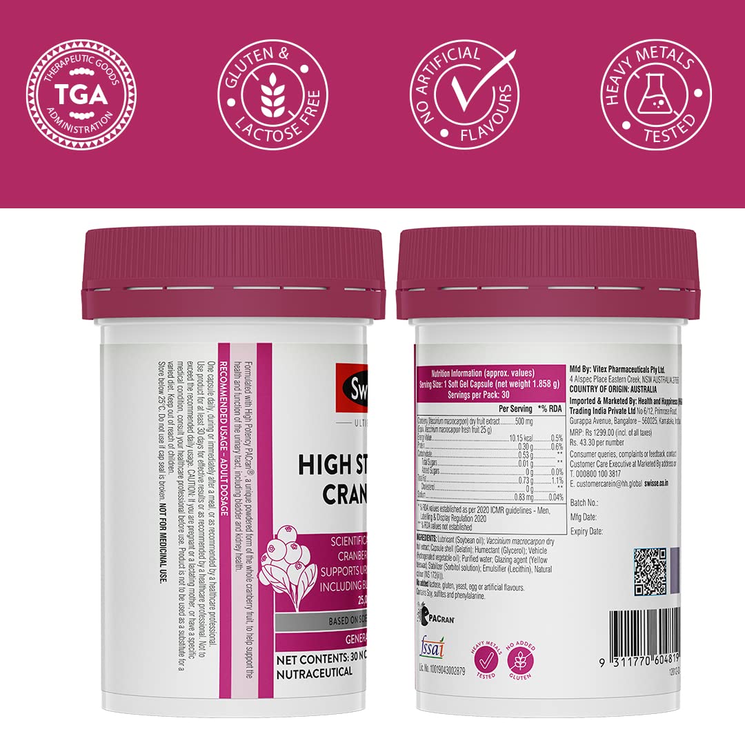 Swisse High Strength Cranberry for PCOS, PCOD & UTI - 25000mg Cranberry- image 5