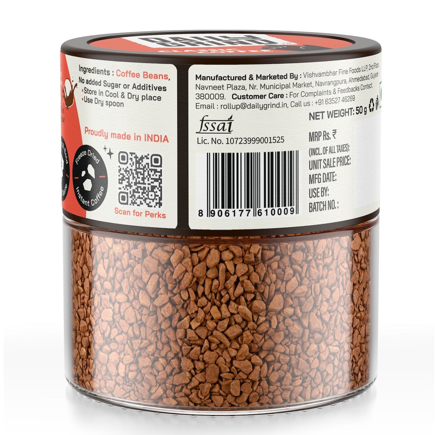 DAILYGRIND Classic Instant Coffee Powder 50g | Freeze-Dried Pure Arabica Coffee Granules | For Mochas, Espresso, Cappuccino, Latte, Frappes | Medium Roast Hot & Cold Coffee (25 Cups)