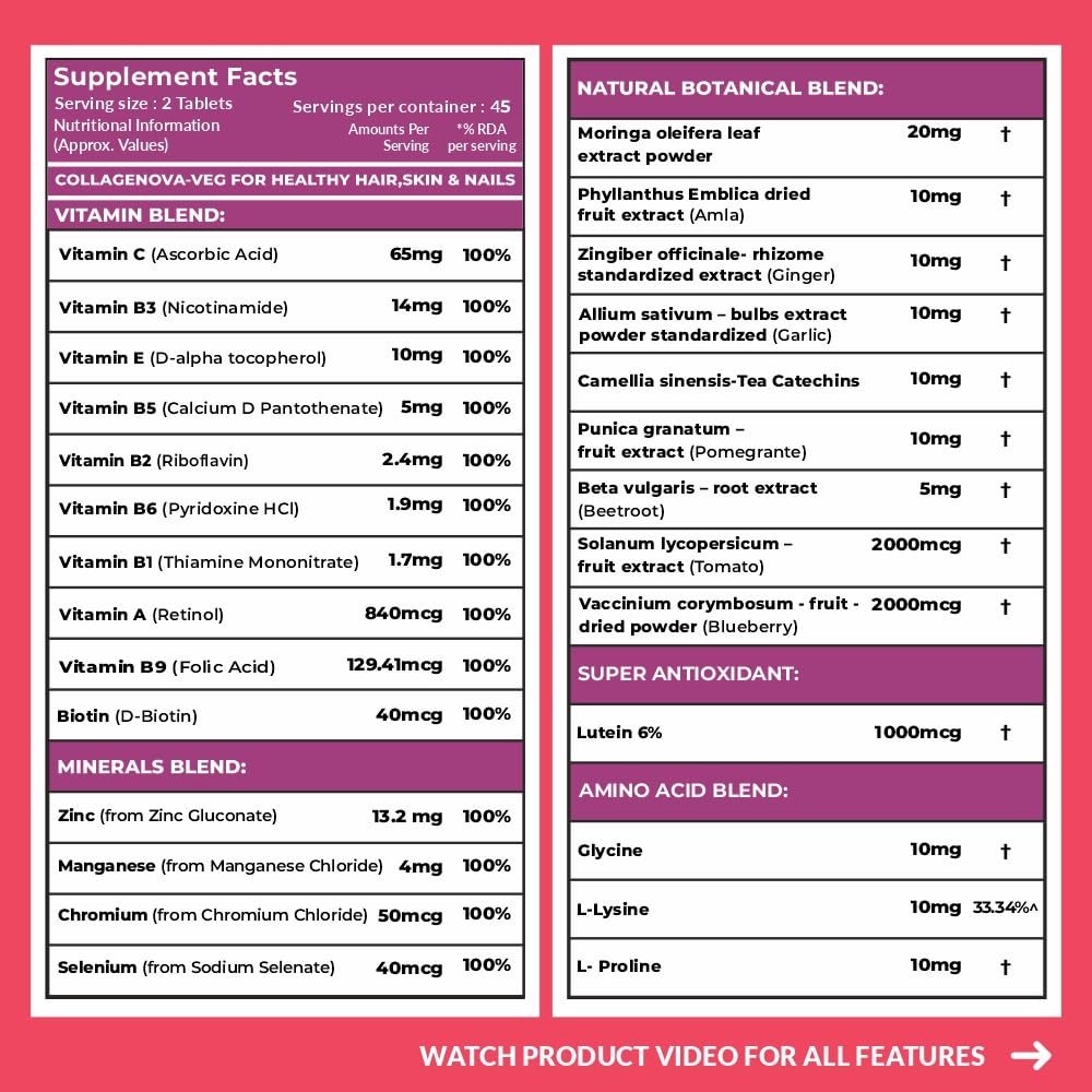 Carbamide Forte 100% Veg Collagen Builder, 90 Tablets | Plant Based Co- image 10