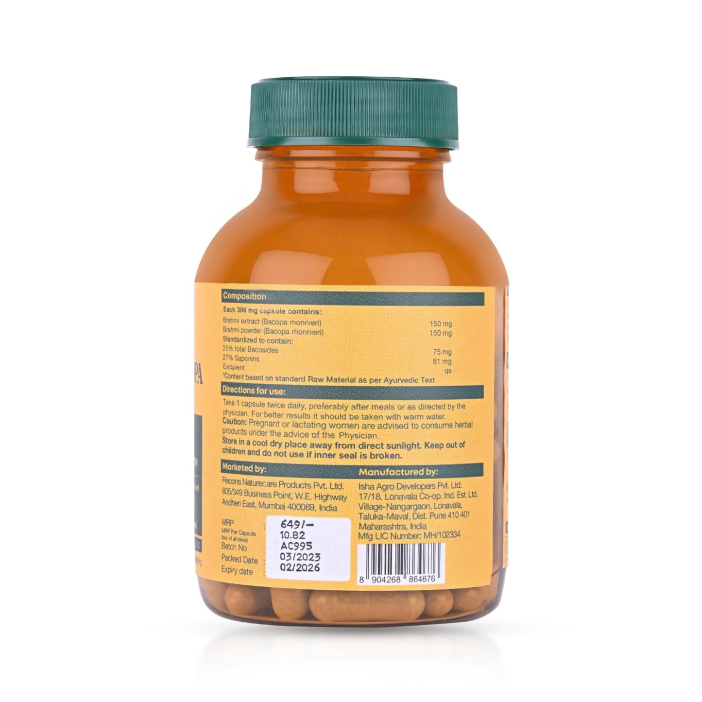 Arka Botanicals Brahmi - Bacopa 60 Veg Capsules- image 8