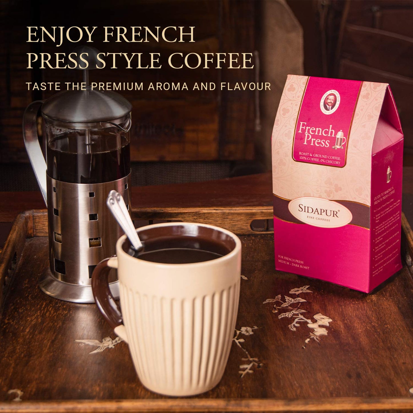 Sidapur-French Press Coffee Bag-Coarsely Ground-80% Arabica 20% Robusta-For French Press-500Gms